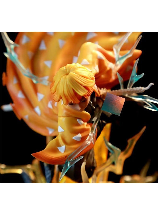 هالامودو النقر فلاش نحت بسيط من زينيتسو أغاتسوما منحوت رأس مزدوج مع مشهد عيون مضيئة مصنوعة يدوياً نموذج ديكور المكتب لعبة 35 سم - Image 3